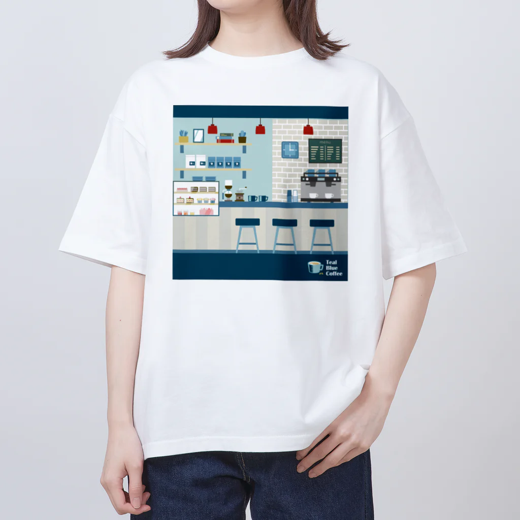 Teal Blue Coffeeの香るコーヒー_ colorful Ver. オーバーサイズTシャツ