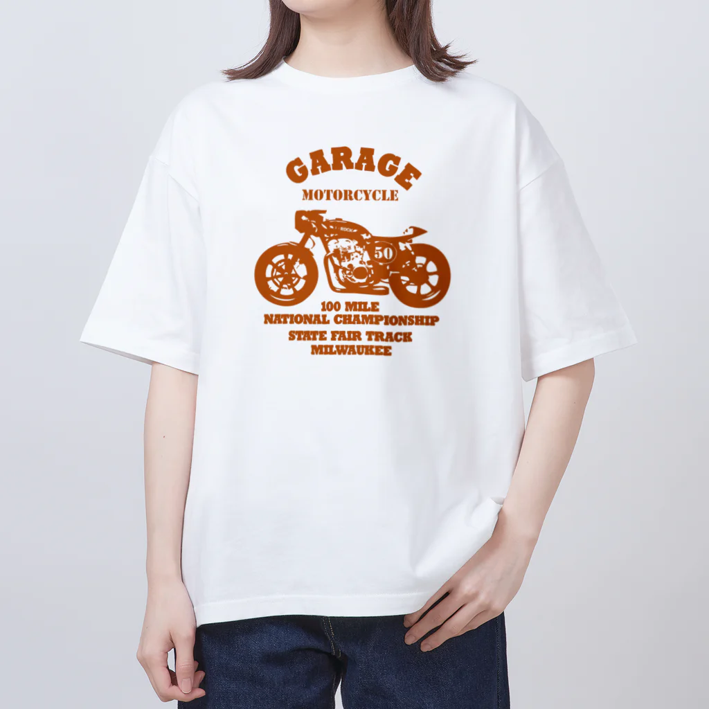 キッズモード某の武骨なバイクデザイン orange オーバーサイズTシャツ