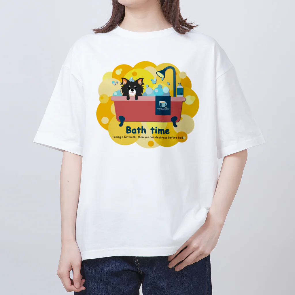 Teal Blue Coffeeのお風呂の時間_bubble Ver.  オーバーサイズTシャツ