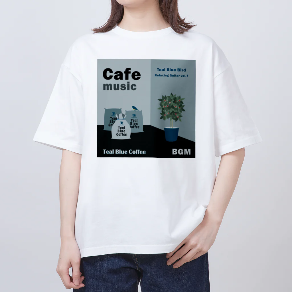 Teal Blue CoffeeのCafe music - Teal Blue Bird - オーバーサイズTシャツ