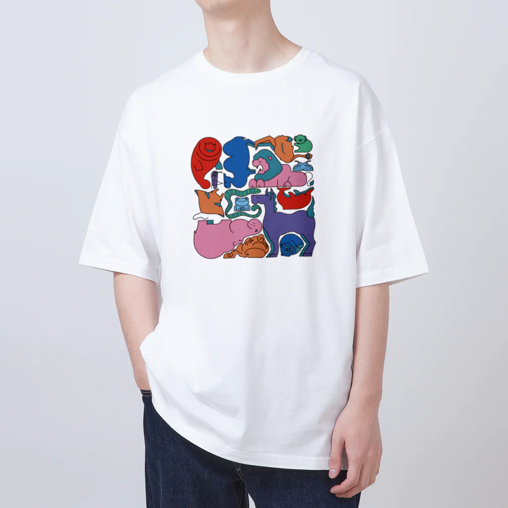 8m【アトリエvesii】の生きものしりとり　カラフル Oversized T-Shirt