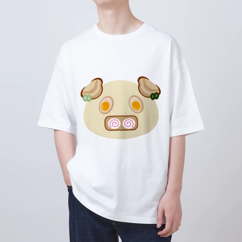 white-bearのらーめんぶた　とんこつver オーバーサイズTシャツ