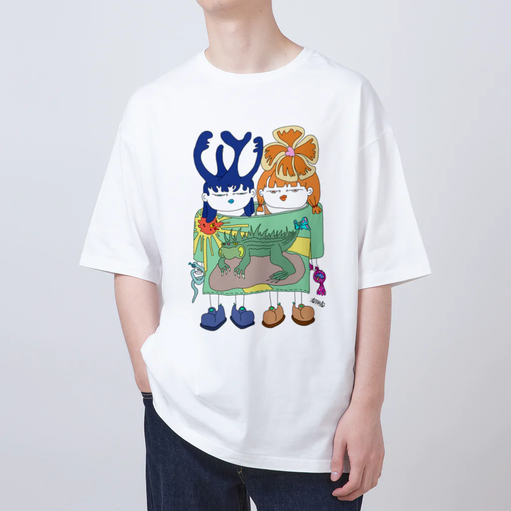 tomatoの双子が一緒にデカティー着てる（女の子シリーズ） オーバーサイズTシャツ