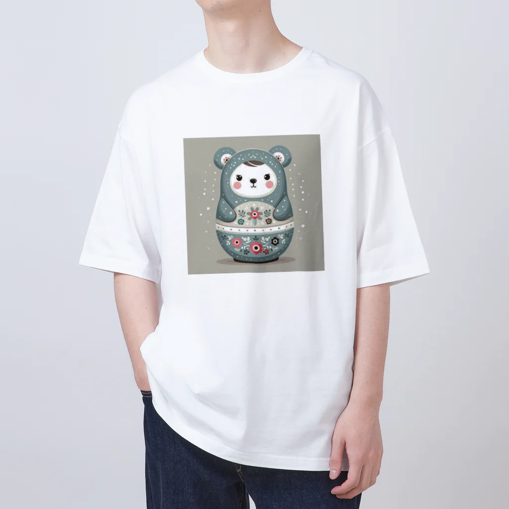 可愛い動物マトリョーシカのクマのマトリョーシカ（グレー） Oversized T-Shirt