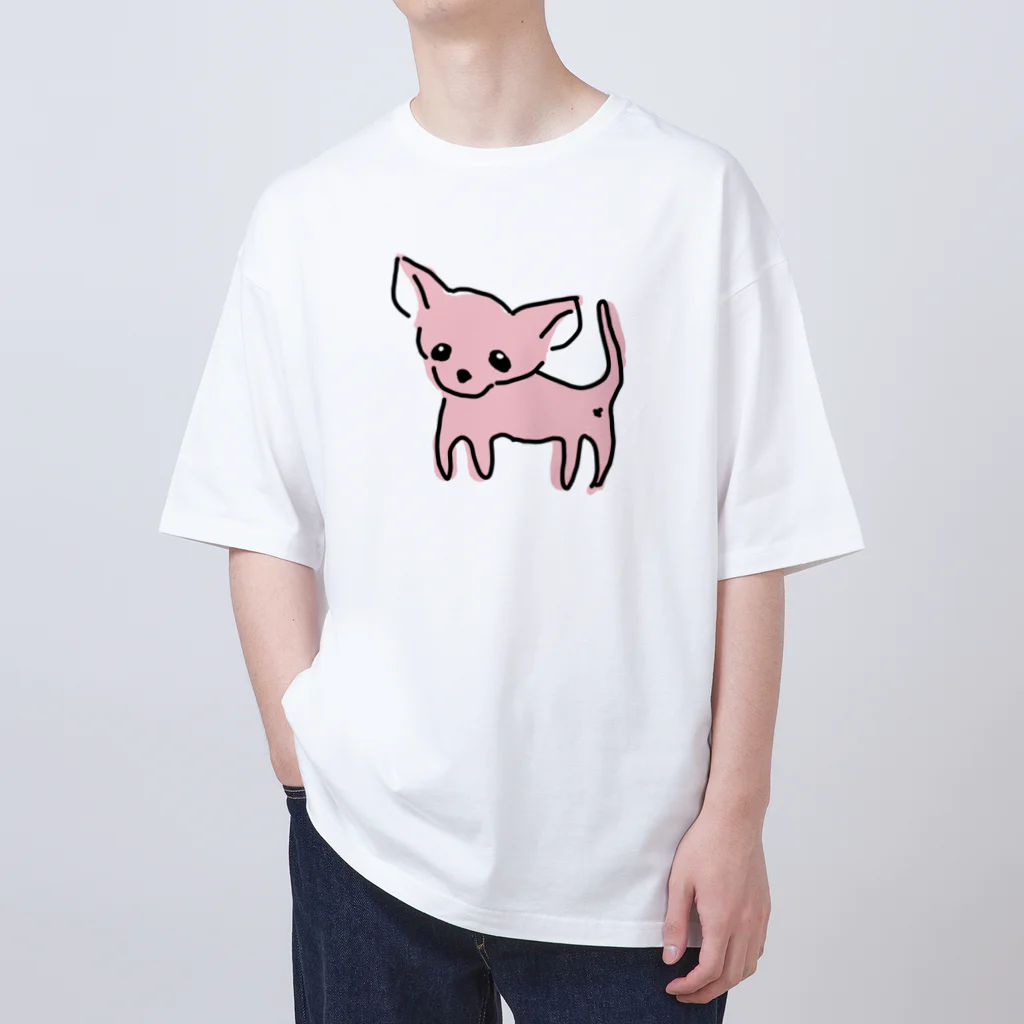 akane_art（茜音工房）のゆるチワワ（ピンク） Oversized T-Shirt