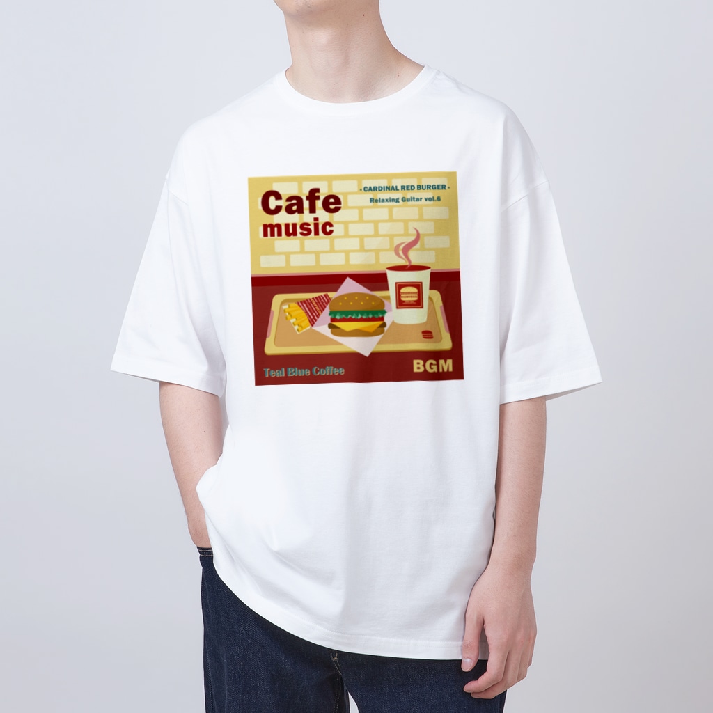 Teal Blue CoffeeのCafe music - CARDINAL RED BURGER - Oversized T-Shirt