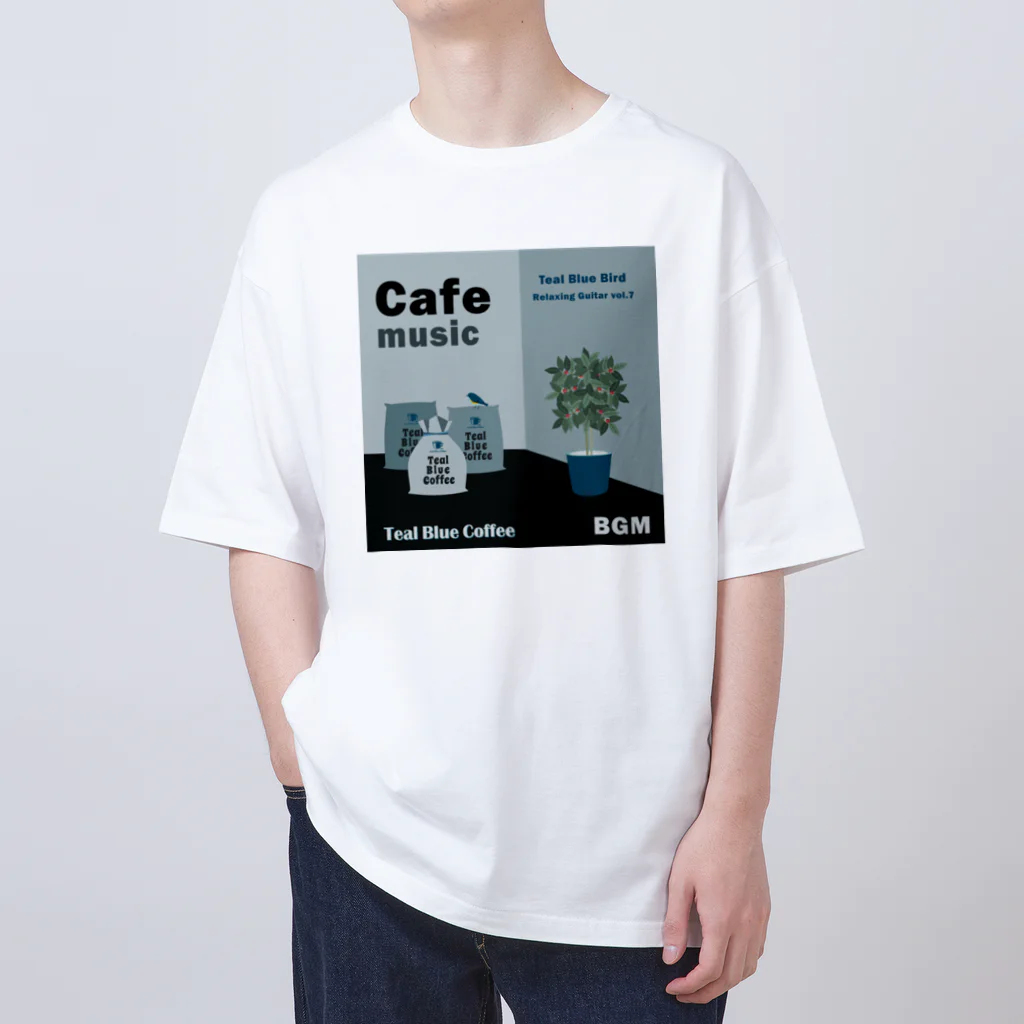 Teal Blue CoffeeのCafe music - Teal Blue Bird - オーバーサイズTシャツ