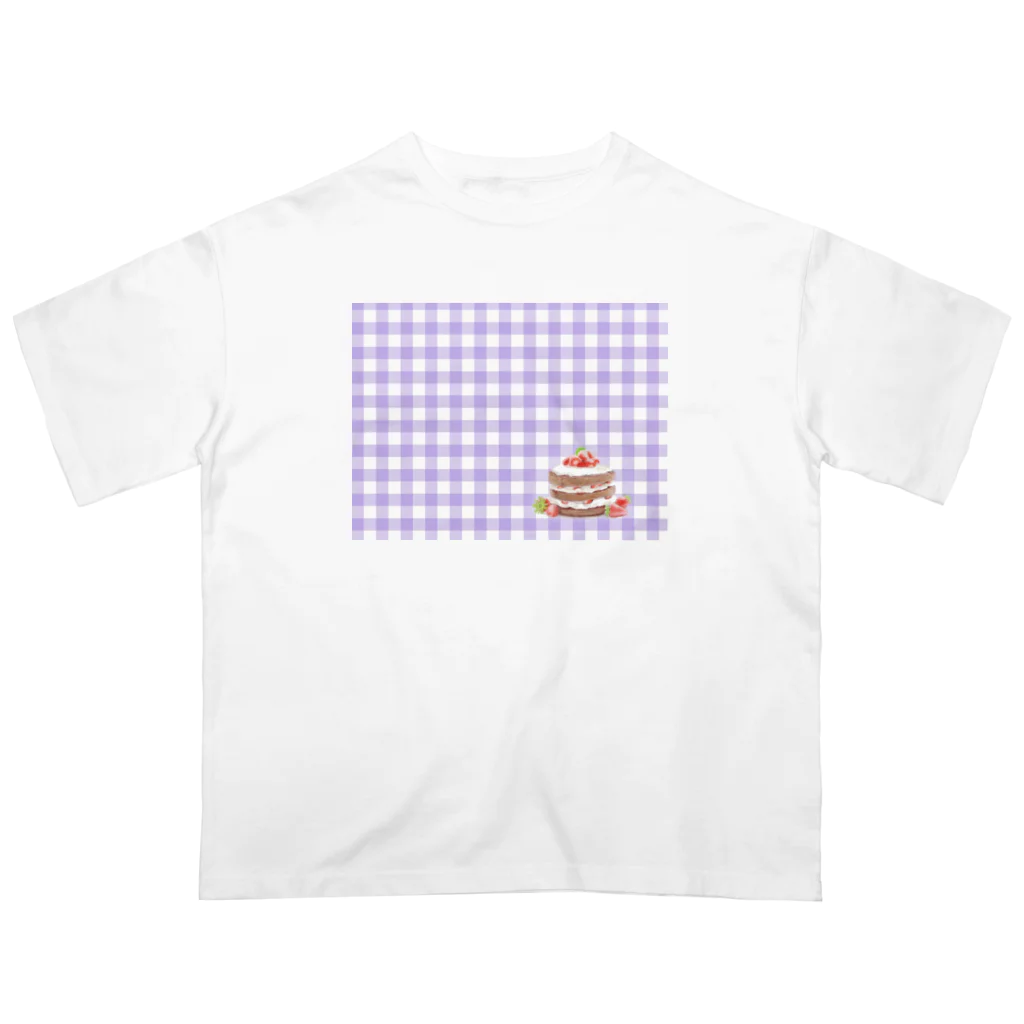 utouch_のいちごケーキ〈チェック〉 オーバーサイズTシャツ