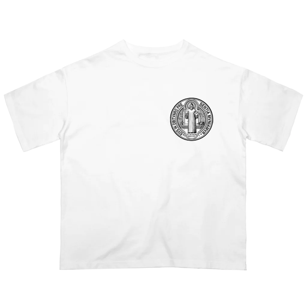 FIDES et VERITASの聖ベネディクトメダイ(両面) オーバーサイズTシャツ