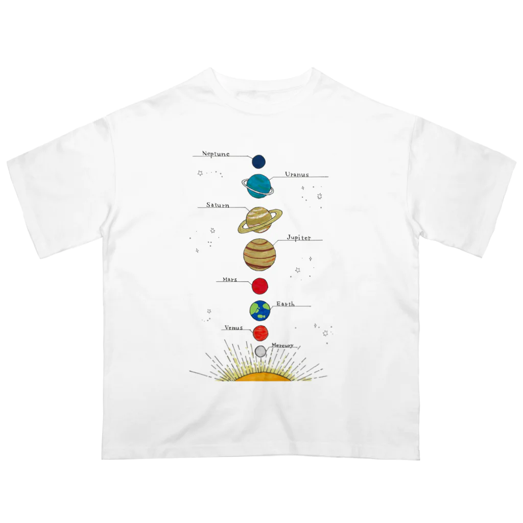 VERITIST (ヴェリティストSUZURI店)の太陽系の惑星たち Oversized T-Shirt