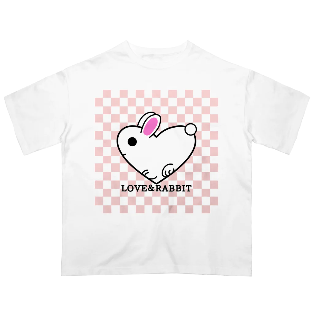 kazeou（風王）のLOVE＆RABBIT(市松)P Oversized T-Shirt