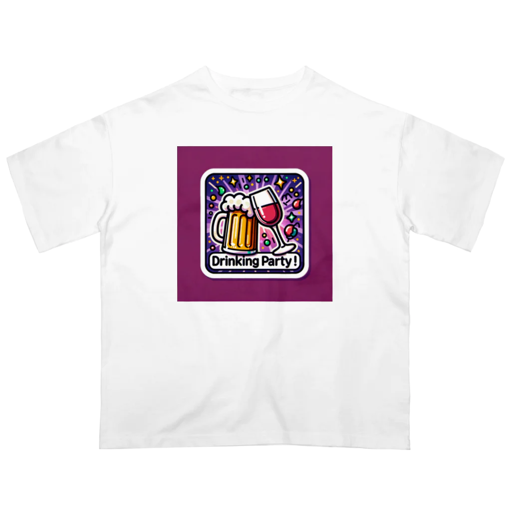 りゅうちゃんストアの飲み会、Drinking Party、ビール＆ワイン編 オーバーサイズTシャツ