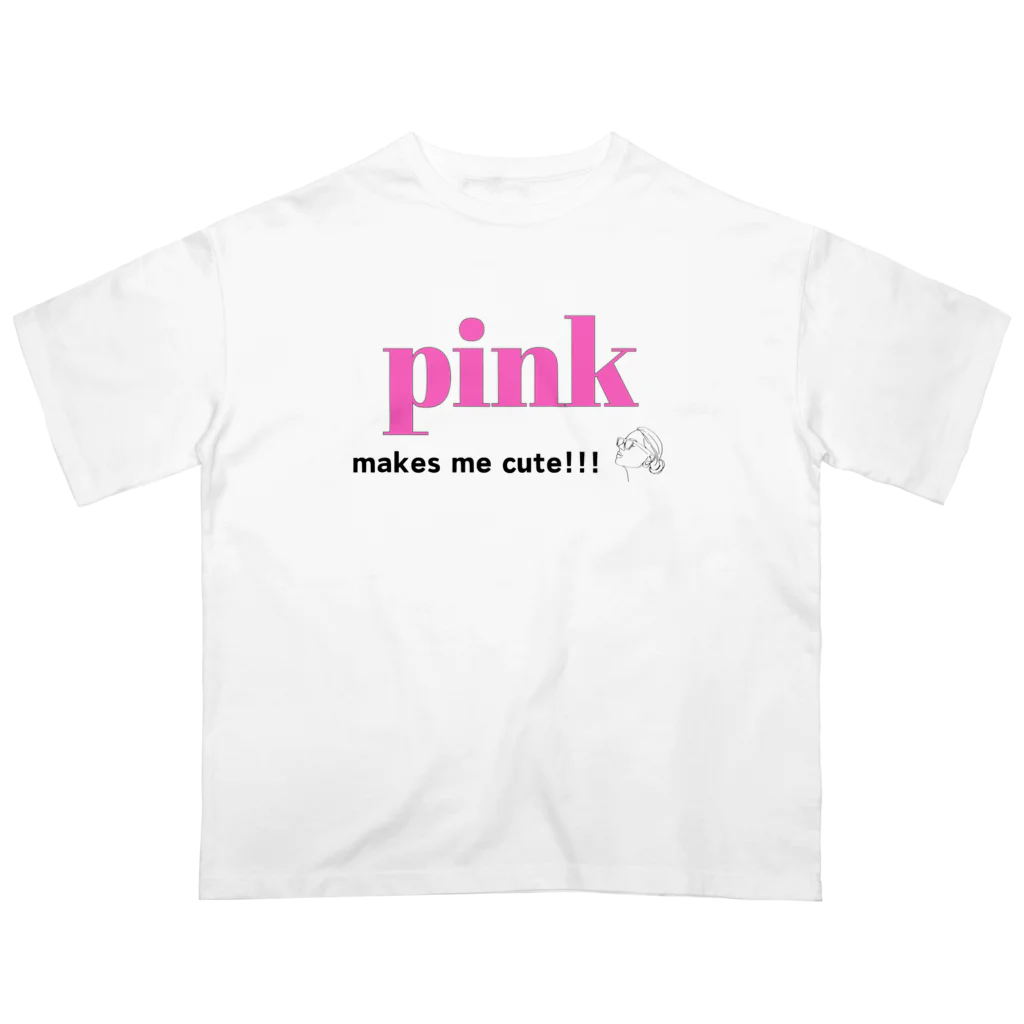 allure72の推しカラー  推し色　ロゴＴシャツ（ピンク） Oversized T-Shirt