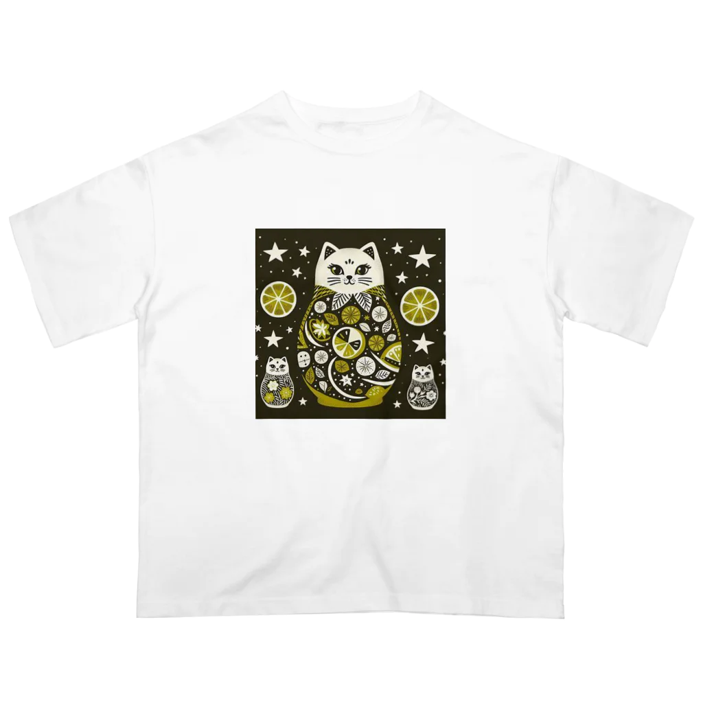 可愛い動物マトリョーシカの猫のマトリョーシカ（レモン） Oversized T-Shirt