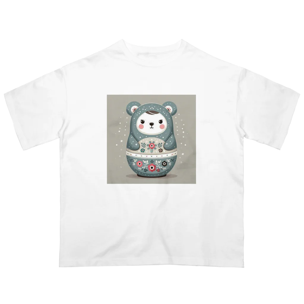 可愛い動物マトリョーシカのクマのマトリョーシカ（グレー） Oversized T-Shirt