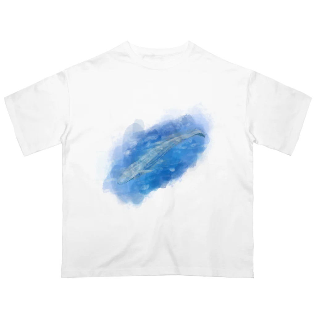 akane_art（茜音工房）のいきものイラスト（シロナガスクジラ） オーバーサイズTシャツ