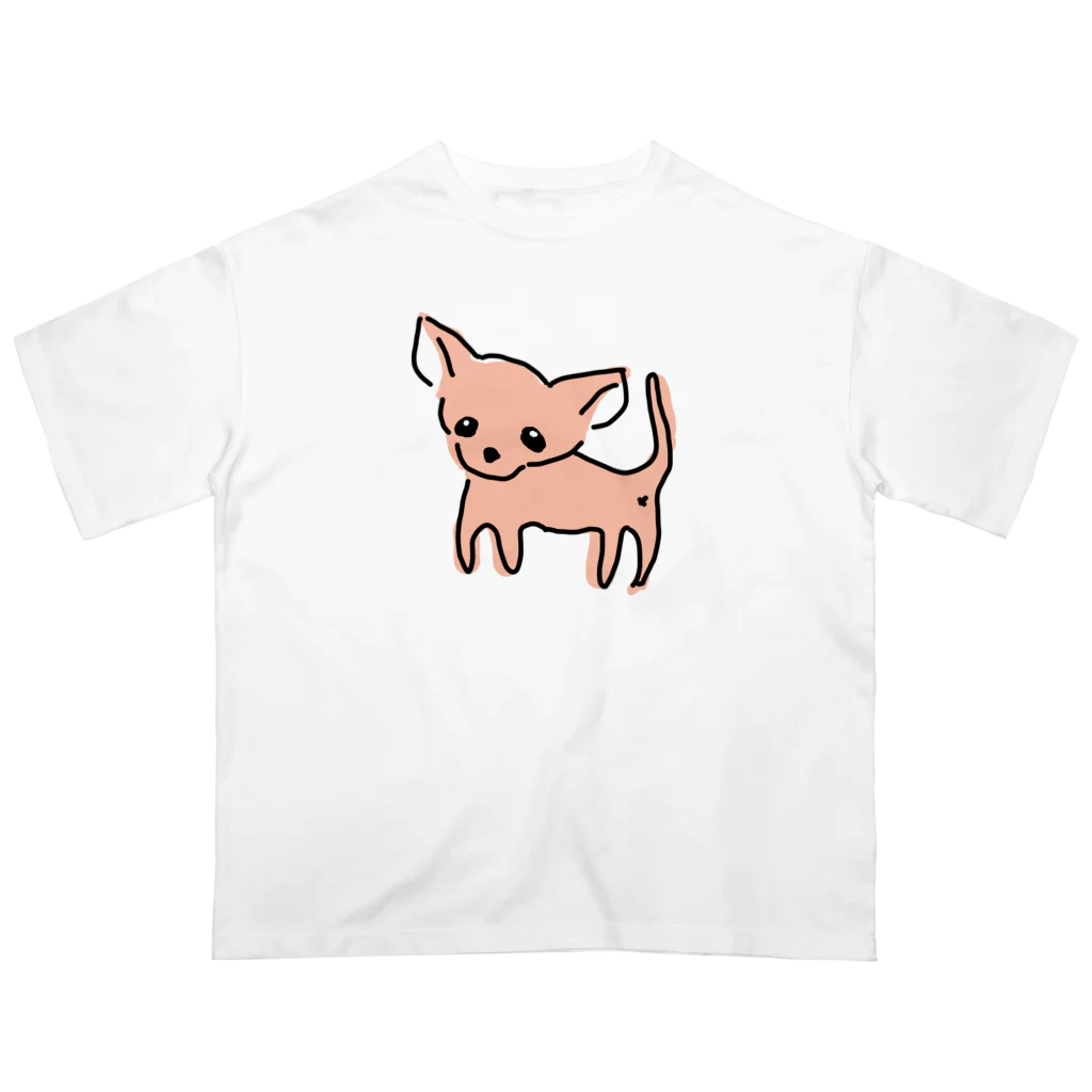 akane_art（茜音工房）のゆるチワワ（オレンジ） オーバーサイズTシャツ