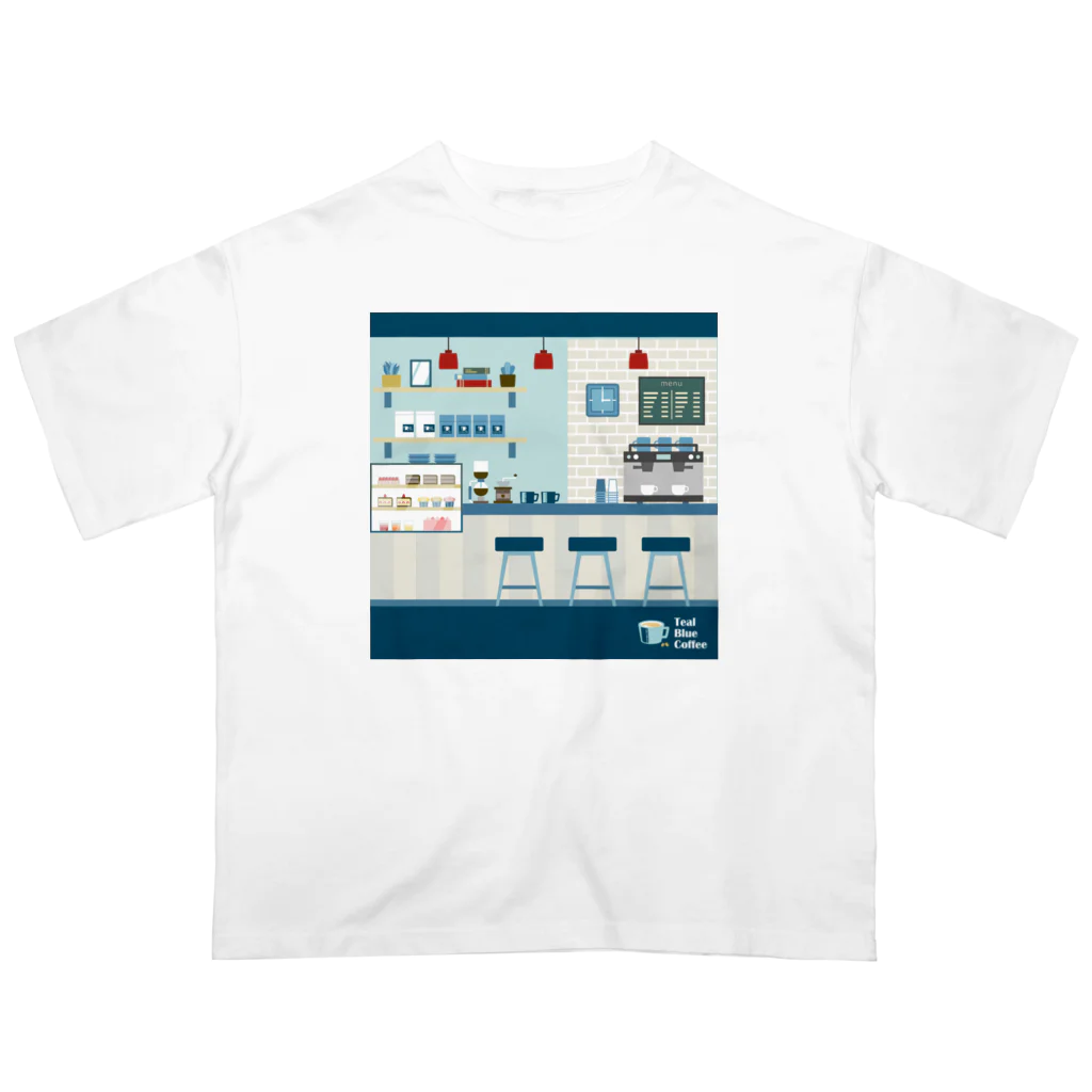 Teal Blue Coffeeの香るコーヒー_ colorful Ver. オーバーサイズTシャツ