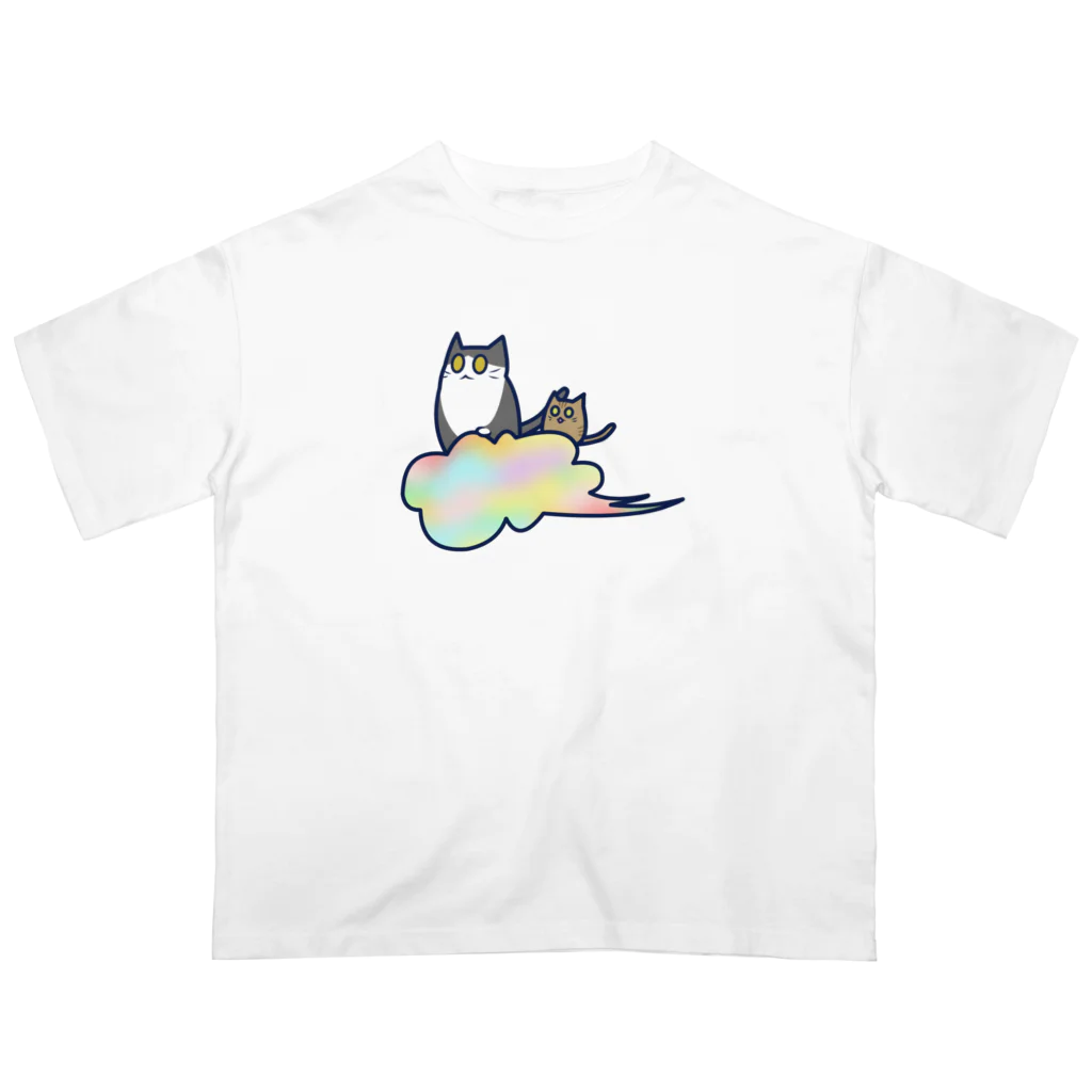 cosmicatiromの五色の雲と二匹の猫 Oversized T-Shirt