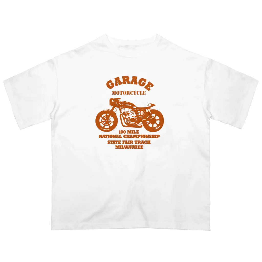 キッズモード某の武骨なバイクデザイン orange オーバーサイズTシャツ