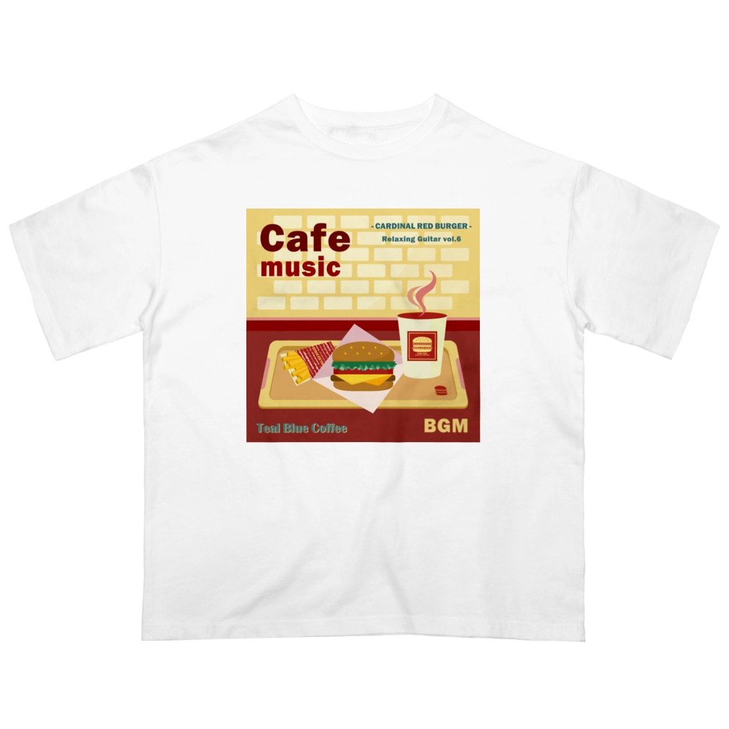Teal Blue CoffeeのCafe music - CARDINAL RED BURGER - Oversized T-Shirt