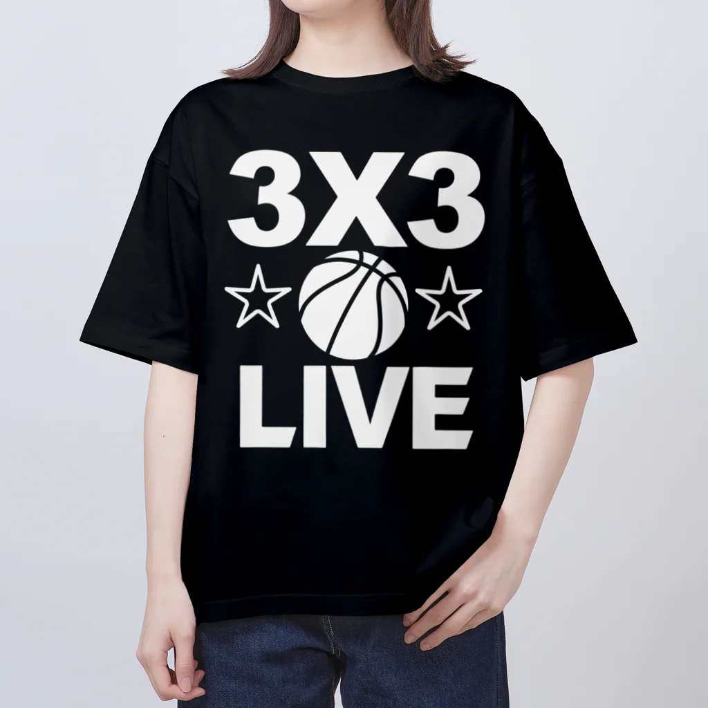 sports_tower スポーツタワーの3x3・白・スリーエックススリー・3人制バスケ・Tシャツ・アイテム・グッズ・ストリートバスケ・バスケットボール・スピーディーなバスケ・1試合10分間の21点ノックアウト・スポーツ・有望 Oversized T-Shirt