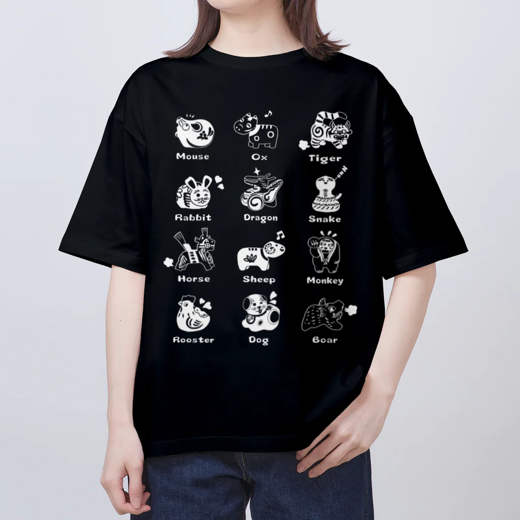SU-KUのThe Zodiac of Fukushima(白抜き) オーバーサイズTシャツ