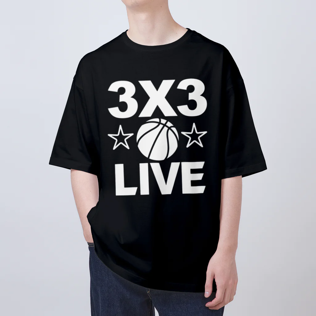 sports_tower スポーツタワーの3x3・白・スリーエックススリー・3人制バスケ・Tシャツ・アイテム・グッズ・ストリートバスケ・バスケットボール・スピーディーなバスケ・1試合10分間の21点ノックアウト・スポーツ・有望 Oversized T-Shirt