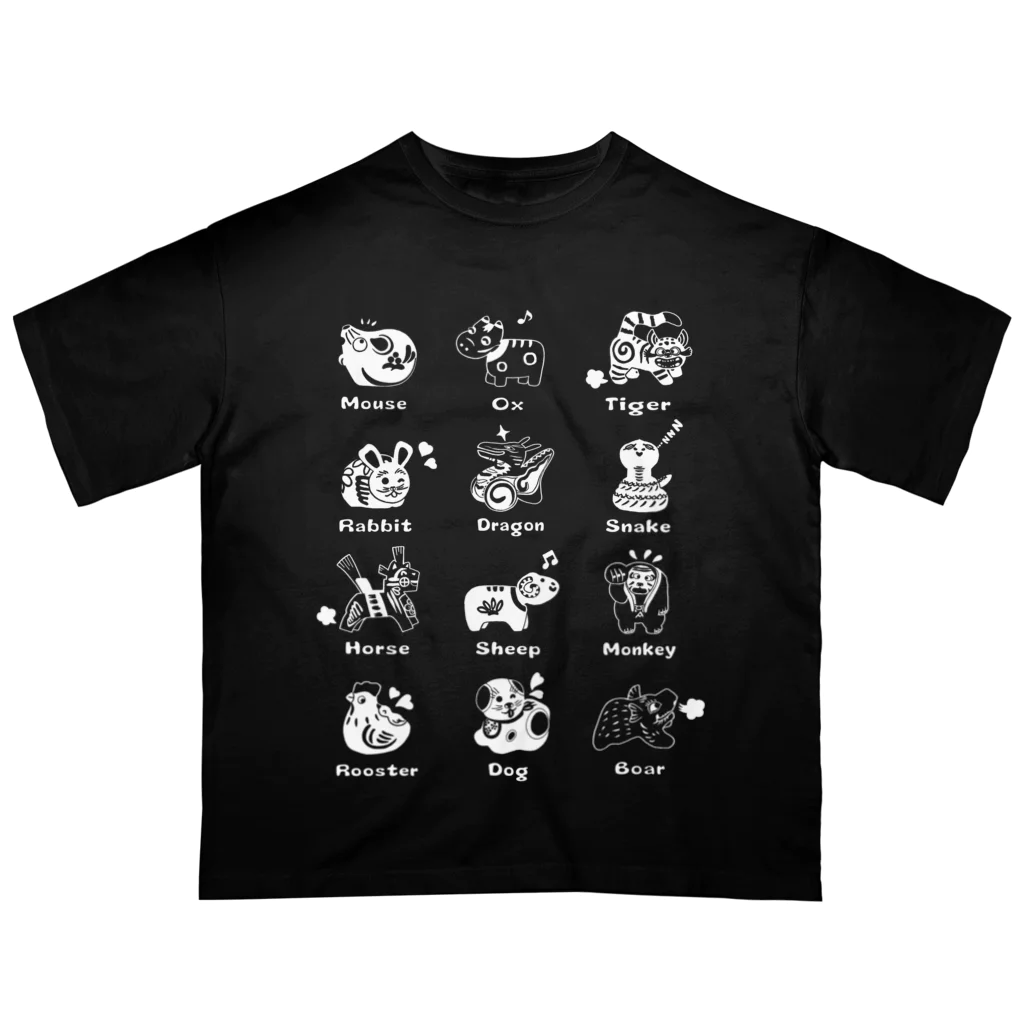 SU-KUのThe Zodiac of Fukushima(白抜き) オーバーサイズTシャツ