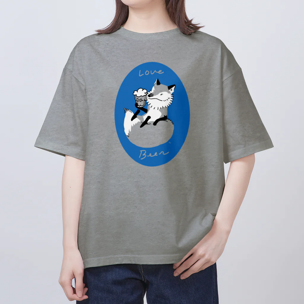 segasworksのビール好き キツネさん（グラスがおすすめシリーズ） オーバーサイズTシャツ