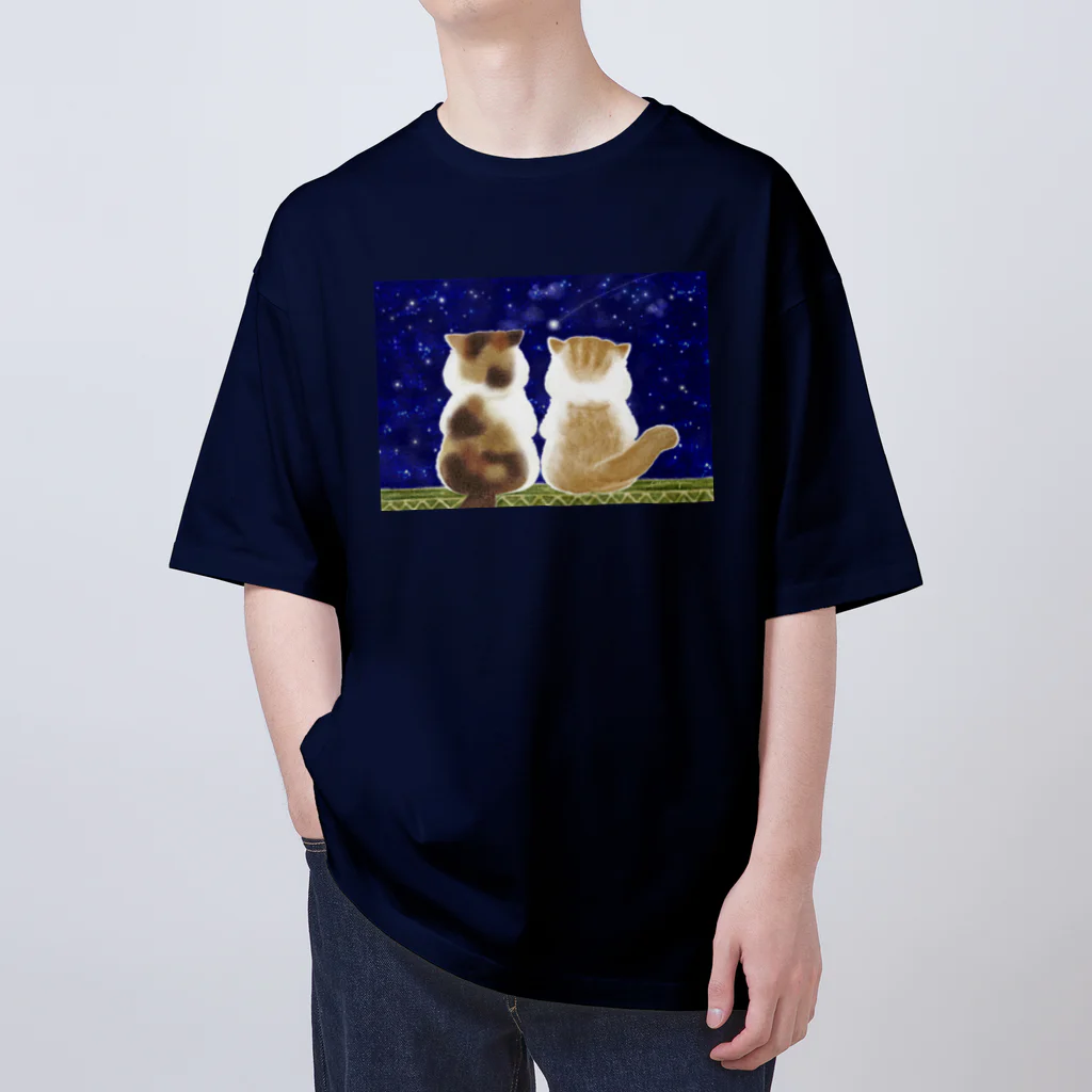 coeur.yu（クードットユー）の猫と星空 Oversized T-Shirt