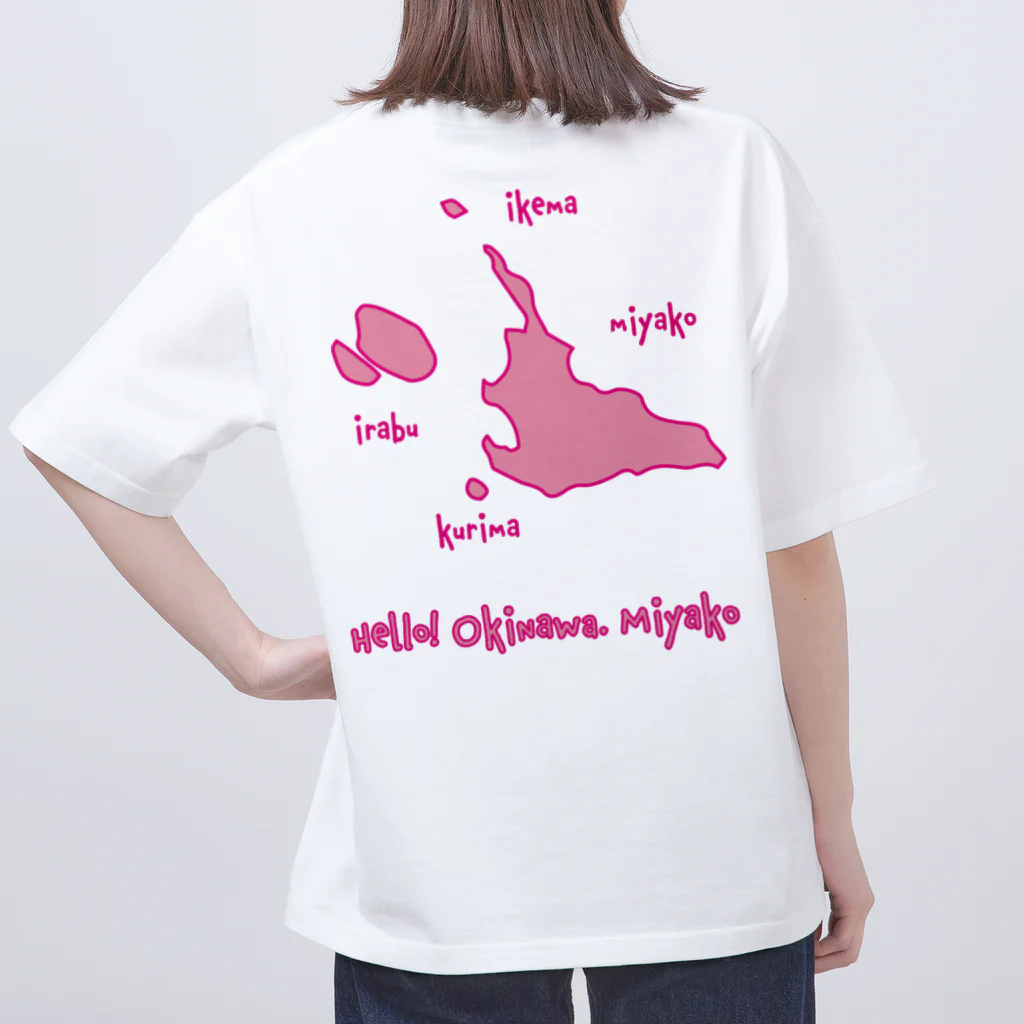 ハロー! オキナワの宮古島地図　ピンク [Hello!Okinawa]  オーバーサイズTシャツ