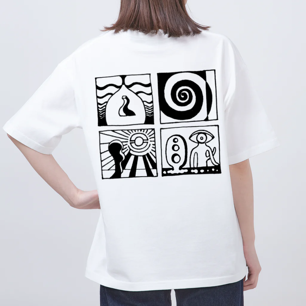 太陽の眼の太陽の眼 文字絵(黒/背面) Oversized T-Shirt