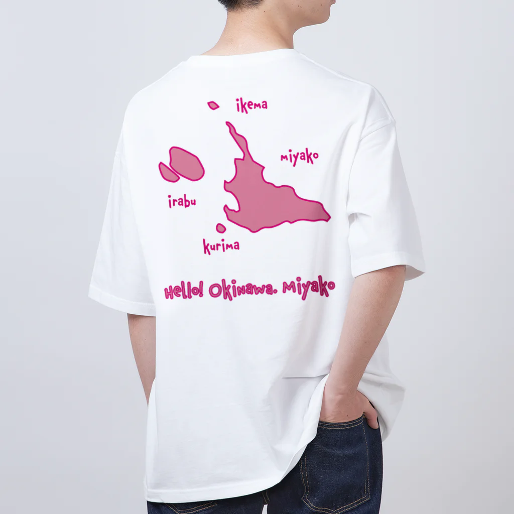 ハロー! オキナワの宮古島地図　ピンク [Hello!Okinawa]  Oversized T-Shirt