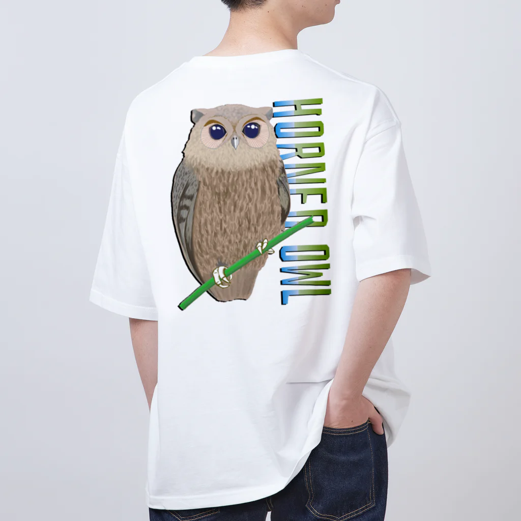 LalaHangeulのHORNED OWL (ミミズク)　バックプリント Oversized T-Shirt