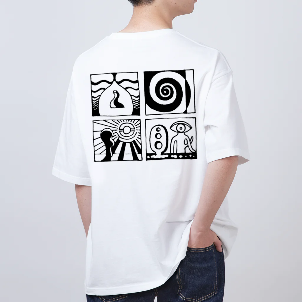 太陽の眼の太陽の眼 文字絵(黒/背面) Oversized T-Shirt