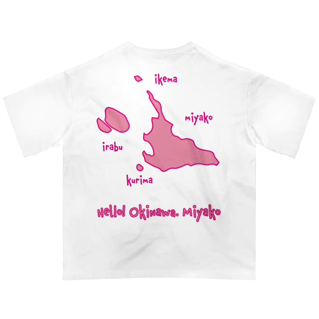 ハロー! オキナワの宮古島地図　ピンク [Hello!Okinawa]  オーバーサイズTシャツ