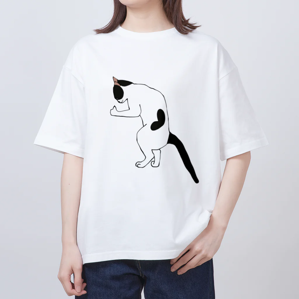 小鳥と映画館のグッドラックな猫 オーバーサイズTシャツ