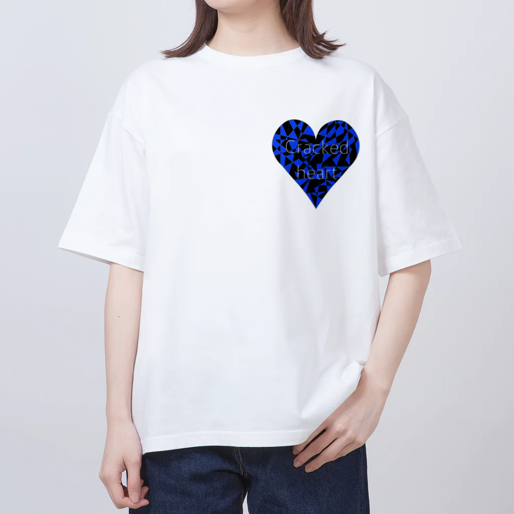 夢見ゆらの架空屋さんのCracked heart/Bleu オーバーサイズTシャツ