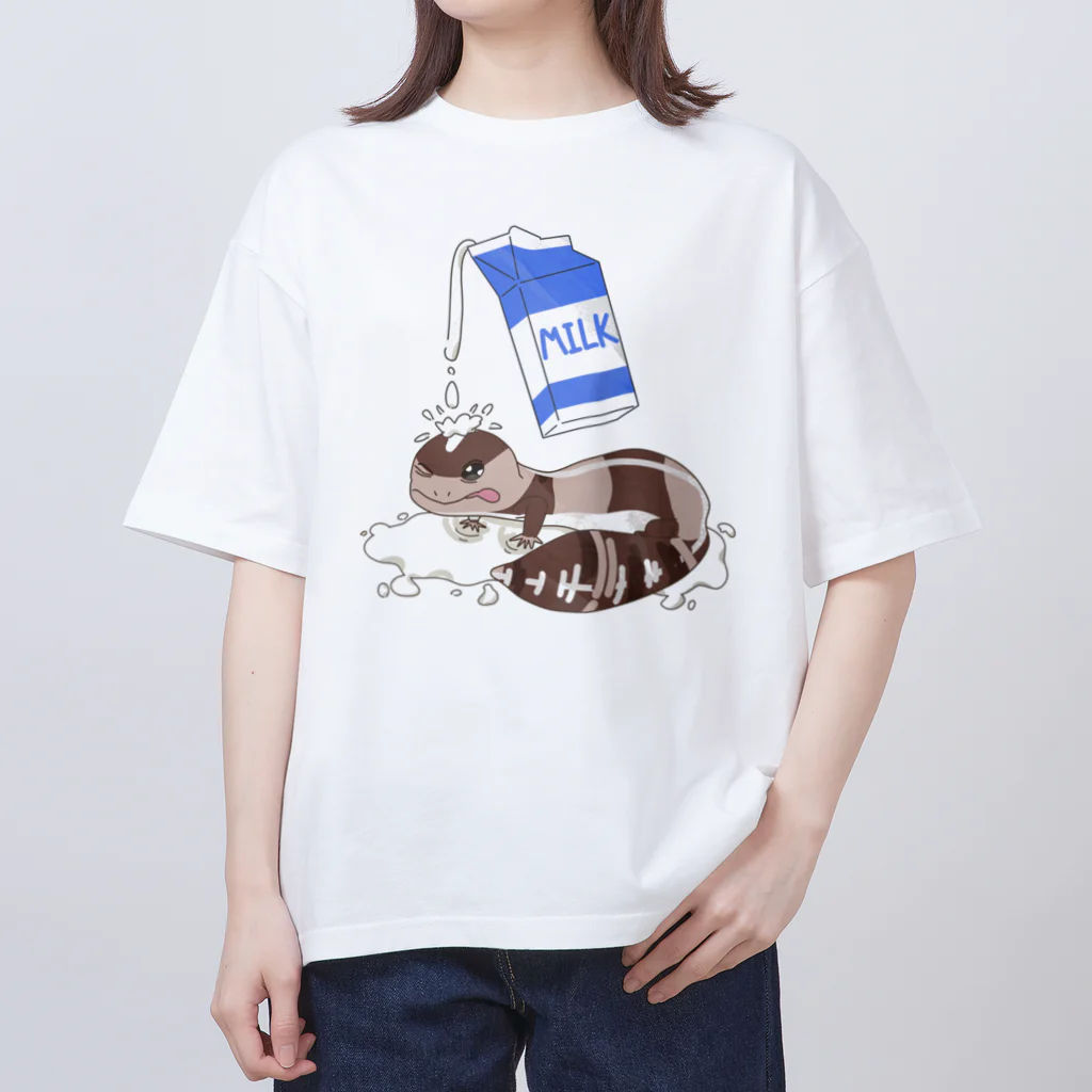 モツニコム@爬虫類グッズのニシアフリカトカゲモドキ・ミルク オーバーサイズTシャツ