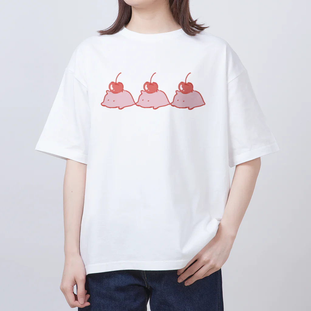 じこまんぞくのめにーいぬちぇりーのせ Oversized T-Shirt