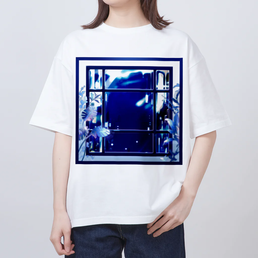 小猫まりの深青（窓） Oversized T-Shirt