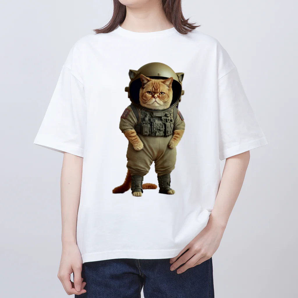 じょじお（猫大好きおじさん）の地球を救おうとしているネコ オーバーサイズTシャツ