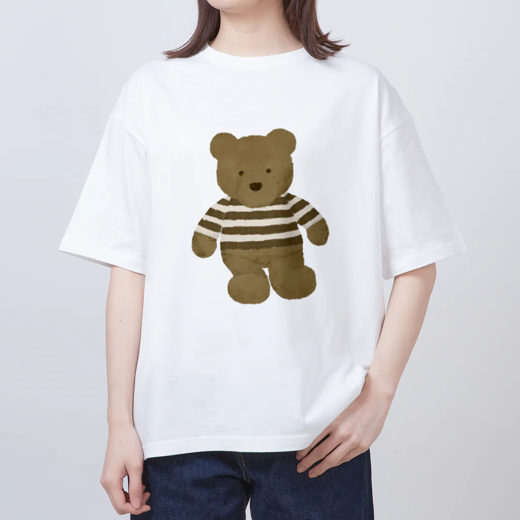 tateshima(たてしま)のボーダーのテディベア Oversized T-Shirt