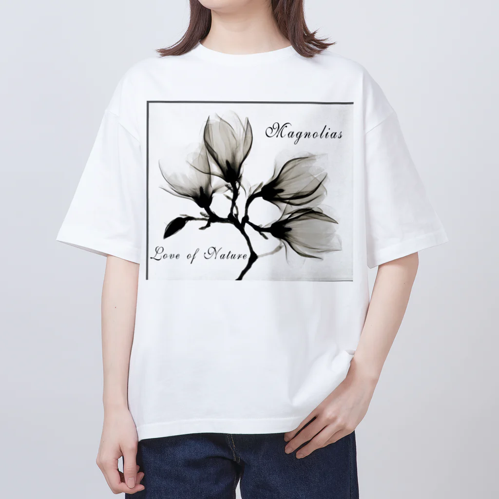 PALA's SHOP　cool、シュール、古風、和風、の木蓮(モクレン)love of nature(自然への愛) オーバーサイズTシャツ