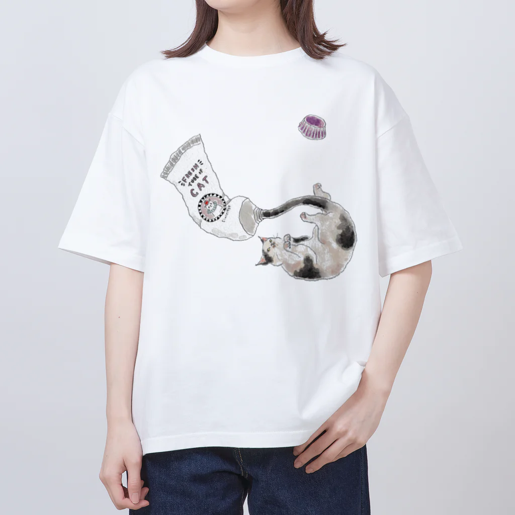 トコロコムギのにょろにょろ猫チューブ オーバーサイズTシャツ