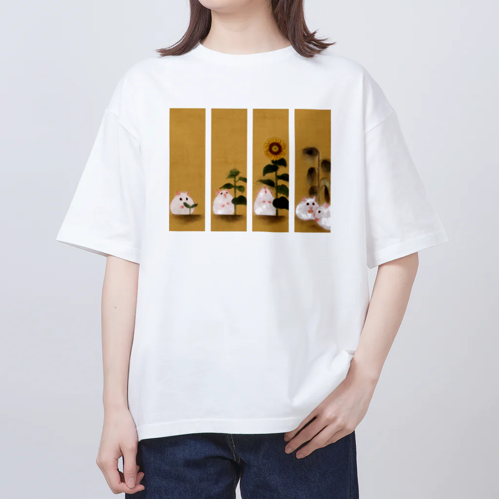 おたま姉妹ハムシャツショップの向日葵とハムスター Oversized T-Shirt