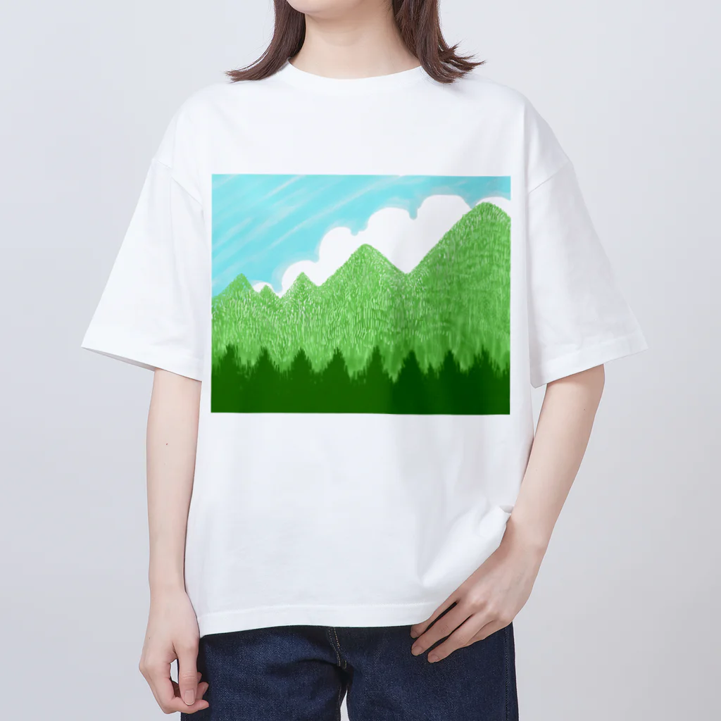 ✨🌈✨ユラクラカン🇯🇵 ✨🌈✨の☁️青空と雲☁️と青い山脈🗻ズ オーバーサイズTシャツ