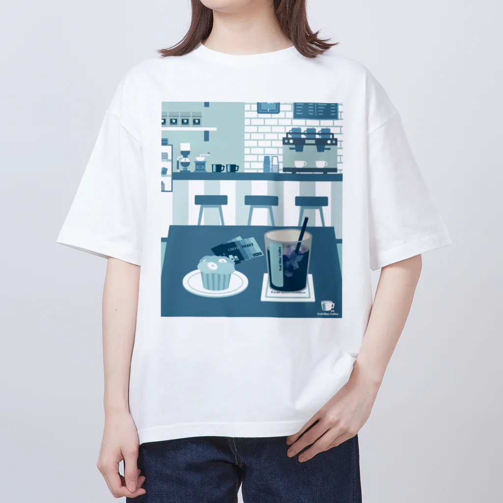 Teal Blue Coffeeのアイスコーヒーをどうぞ　～常連さんの指定席～ オーバーサイズTシャツ