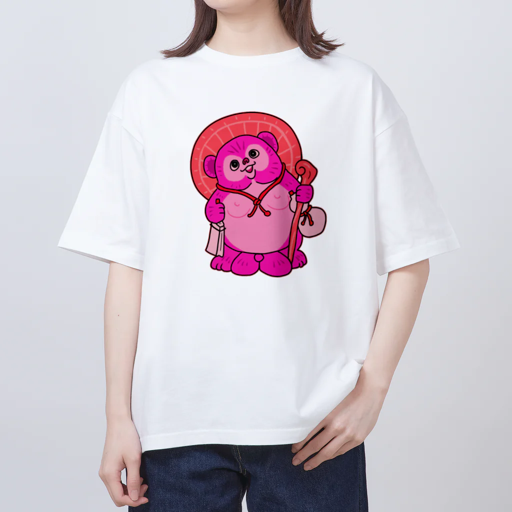 zawaのたぬきの置物（ピンク） オーバーサイズTシャツ
